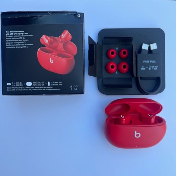 Beats By Dre Red Beats Studio Buds True Noise Cancelling Bluetooth Ear Buds - Picture 3 of 4